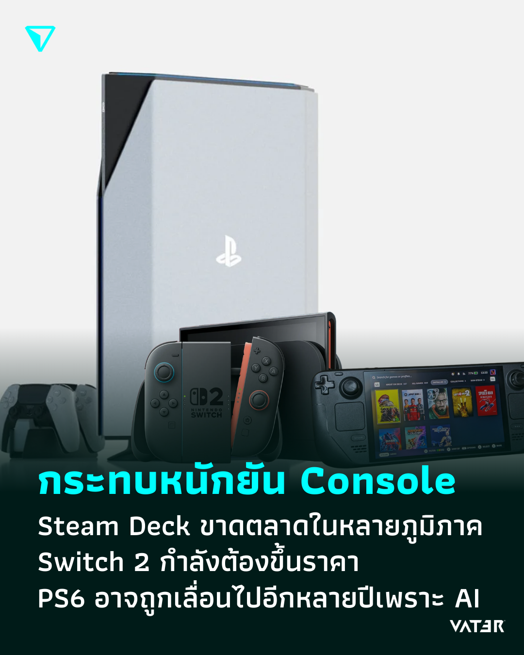 ภาพประกอบข่าว กระทบหนักยัน Console Steam Deck ขาดตลาดในหลายภูมิภาค Switch 2 กำลังต้องขึ้นราคา และ PS6 อาจถูกเลื่อนไปอีกหลายปี เพราะ AI