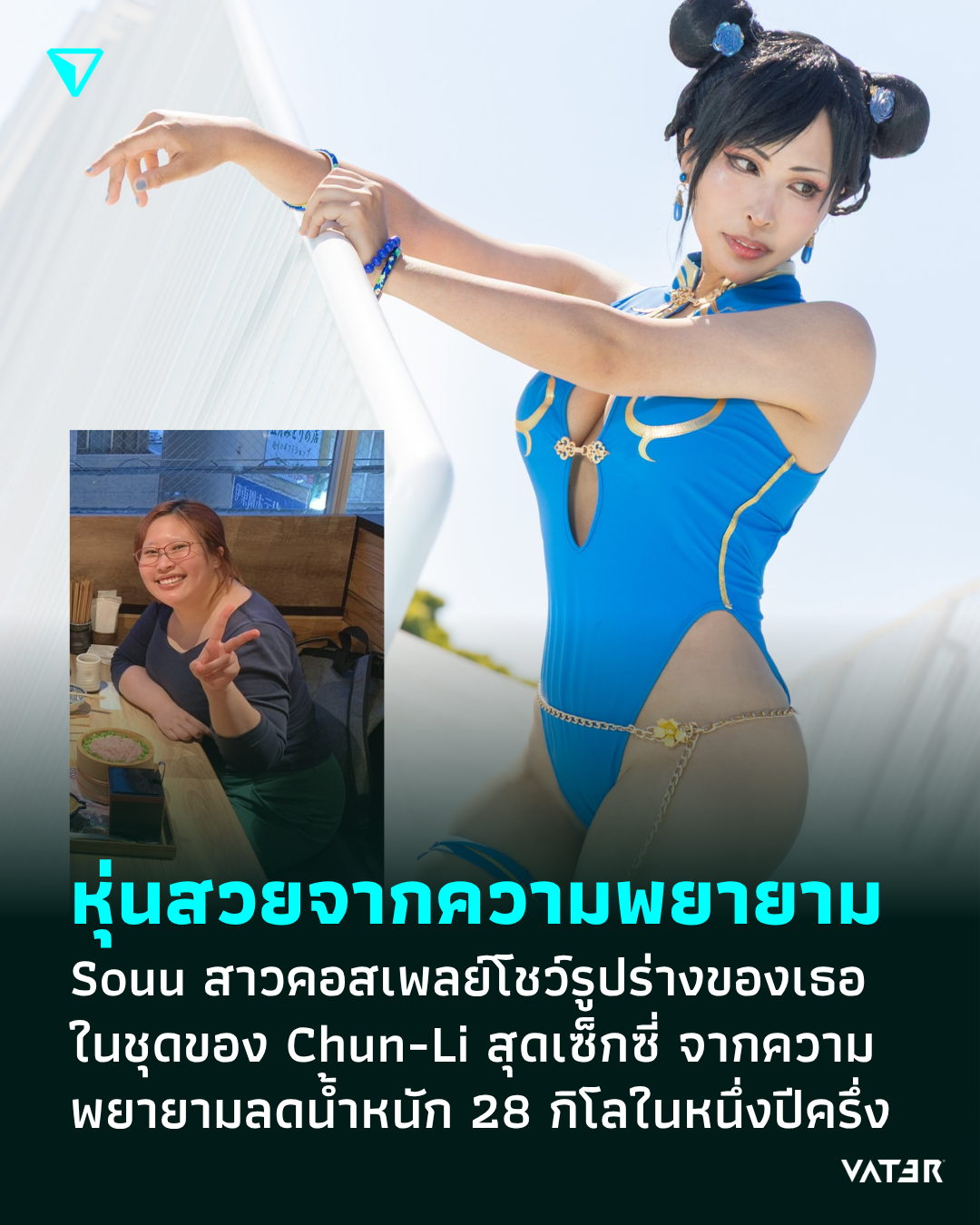 ภาพประกอบข่าว หุ่นสวยจากความพยายาม Souu สาวคอสเพลย์โชว์รูปร่างของเธอในชุดของ Chun-Li สุดเซ็กซี่ จากความพยายามลดน้ำหนัก 28 กิโลในหนึ่งปีครึ่ง