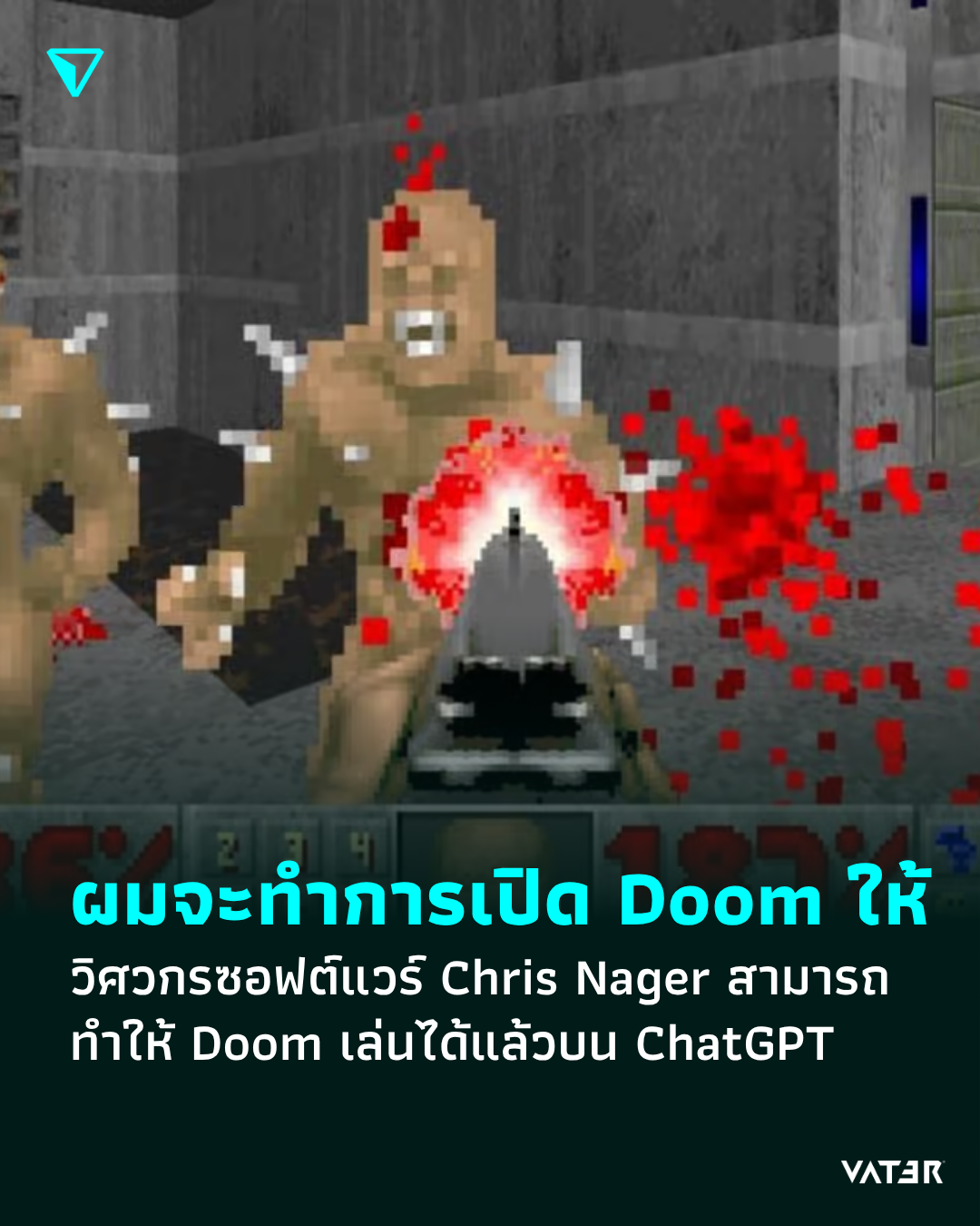 ภาพประกอบข่าว ได้ครับ ผมจะทำการเปิด Doom ให้ วิศวกรซอฟต์แวร์ Chris Nager สามารถทำให้ Doom เล่นได้แล้วบน ChatGPT