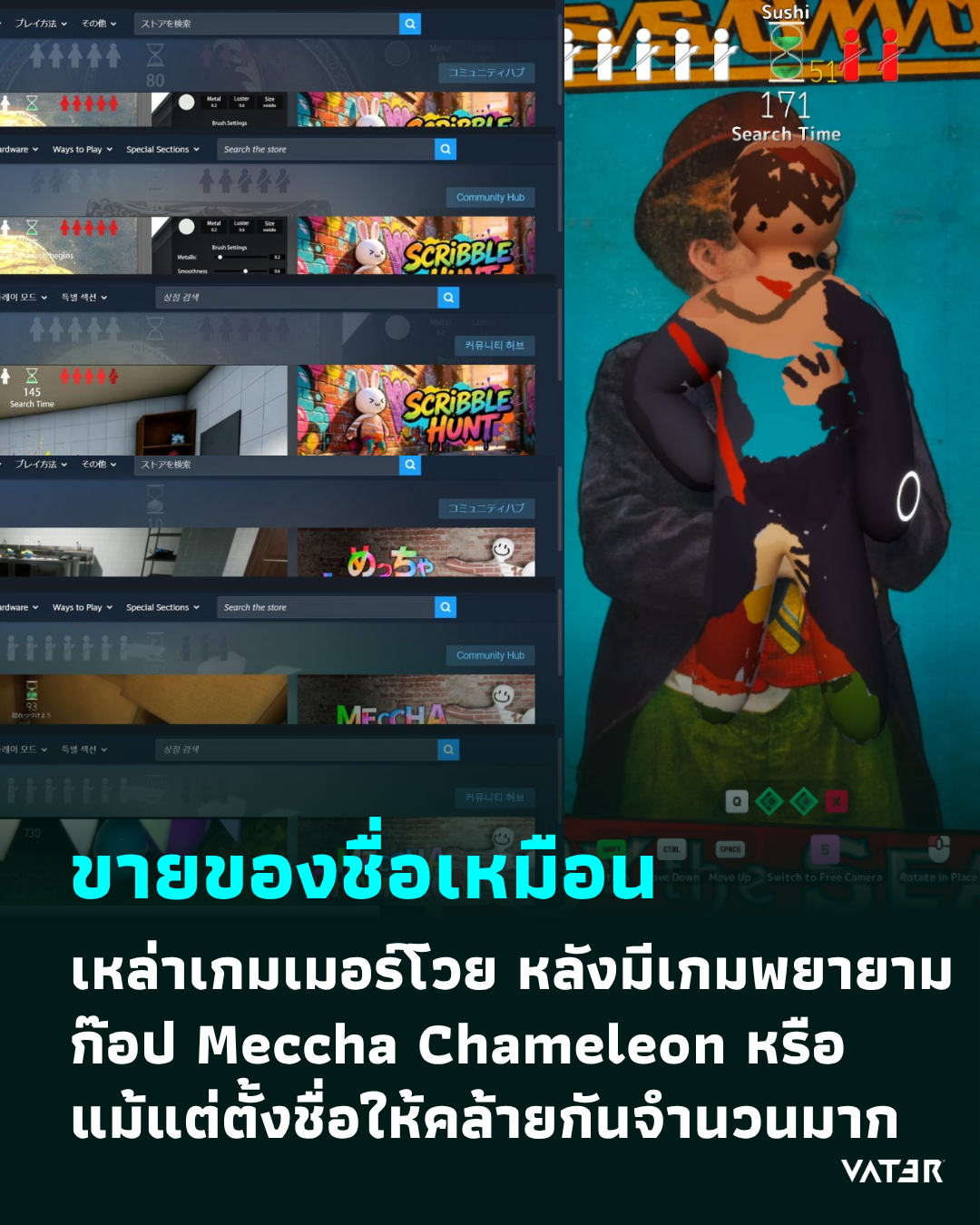 ภาพประกอบข่าว ขายของชื่อเหมือน เหล่าเกมเมอร์โวย หลังมีเกมพยายามก๊อป Meccha Chameleon หรือแม้แต่ตั้งชื่อให้คล้ายกันจำนวนมาก