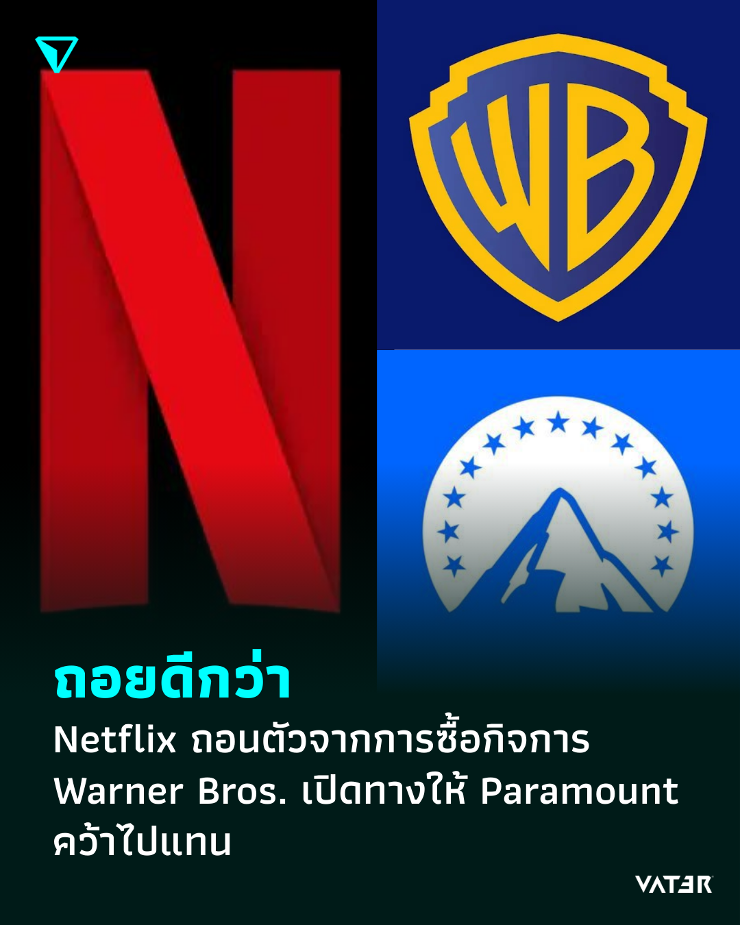 ภาพประกอบข่าว ถอยดีกว่า Netflix ถอนตัวจากการซื้อกิจการ Warner Bros. เปิดทางให้ Paramount คว้าไปแทน
