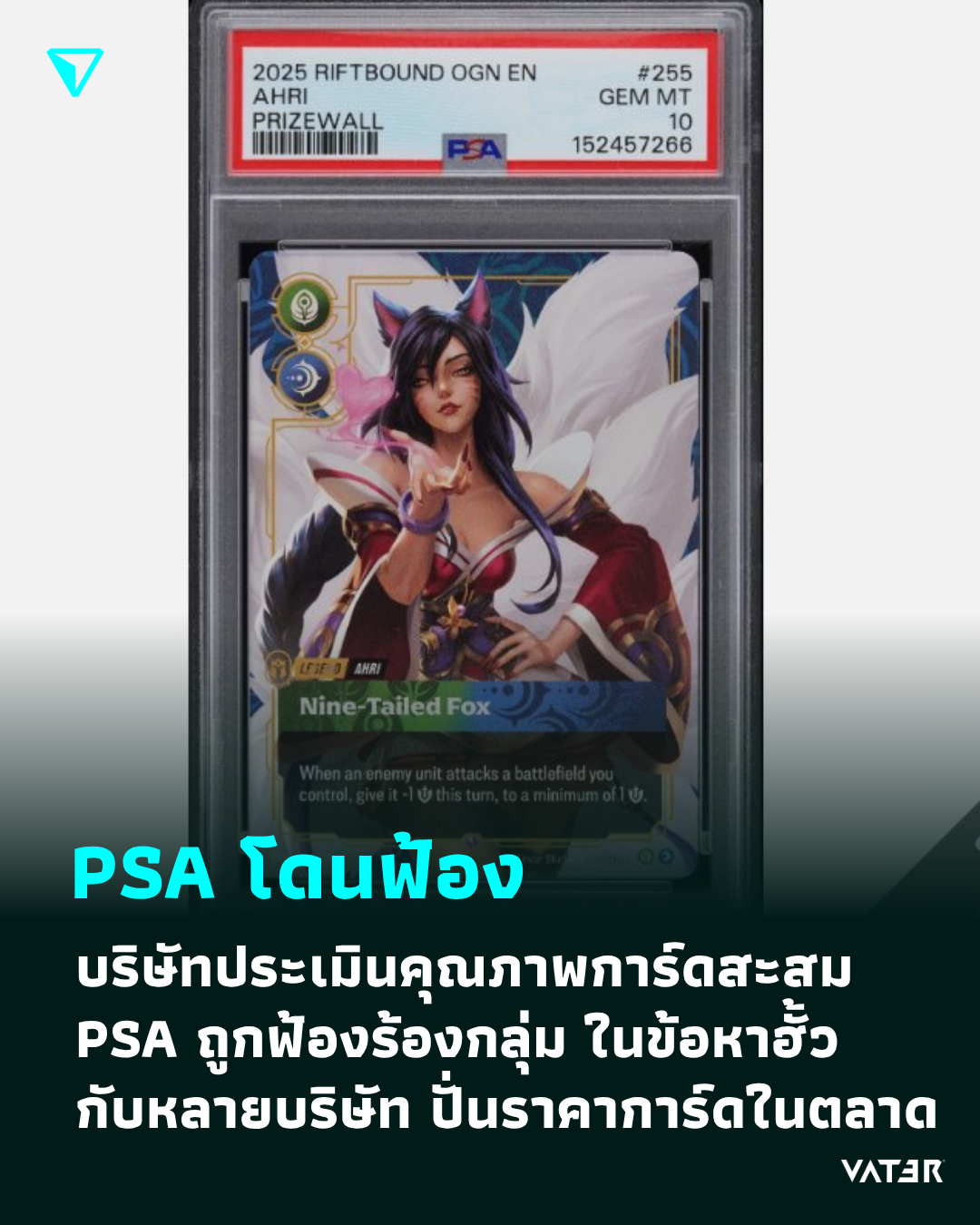 ภาพประกอบข่าว PSA โดนฟ้องแบบกลุ่ม บริษัทประเมินคุณภาพการ์ดสะสม PSA ถูกฟ้องร้องในข้อหาฮั้วกับหลายบริษัทเพื่อปั่นราคาการ์ดในตลาด