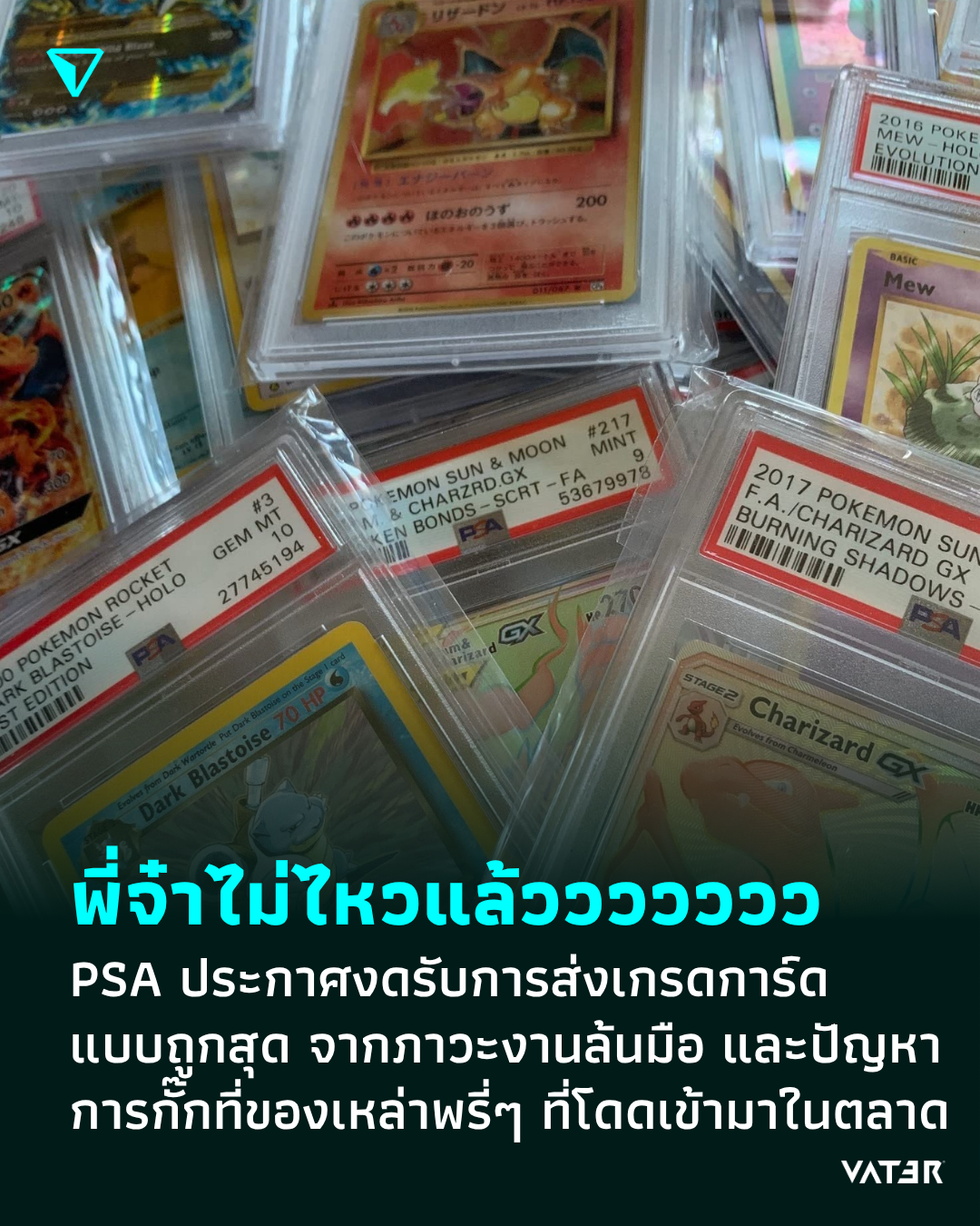 ภาพประกอบข่าว พี่จ๋าไม่ไหวแล้ววววววว PSA ประกาศงดรับการส่งเกรดการ์ดแบบถูกสุด จากภาวะงานล้นมือ และปัญหาการกั๊กที่ของเหล่าพรี่ๆ ที่โดดเข้ามาในตลาด