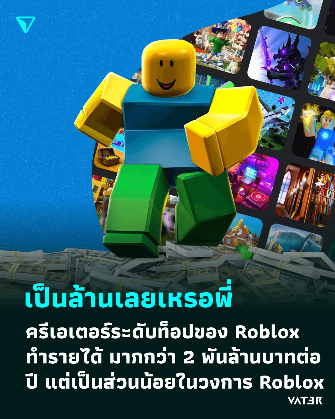 ภาพประกอบข่าว เป็นล้านเลยเหรอพี่ ครีเอเตอร์ระดับท็อปของ Roblox ทำรายได้ มากกว่า 2 พันล้านบาทต่อปี แต่เป็นส่วนน้อยในวงการ Roblox