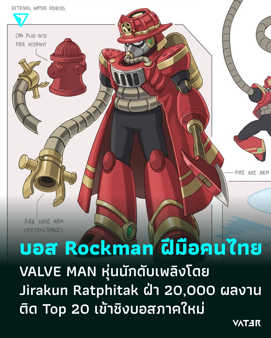 ภาพประกอบข่าว หุ่นนักดับเพลิงฝีมือคนไทย VALVE MAN ผลงานจาก Jirakun Ratphitak ฝ่าด่าน 20,000 ผลงาน ติด Top 20 เข้าชิงบอสภาคใหม่